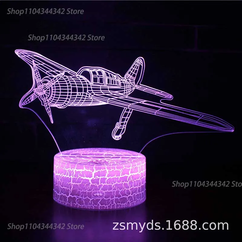 Luz nocturna de avión acrílica 3D, sala de estar, dormitorio, mesita de noche, juguete creativo para padres e hijos, luz decorativa de regalo, luz ambiental USB