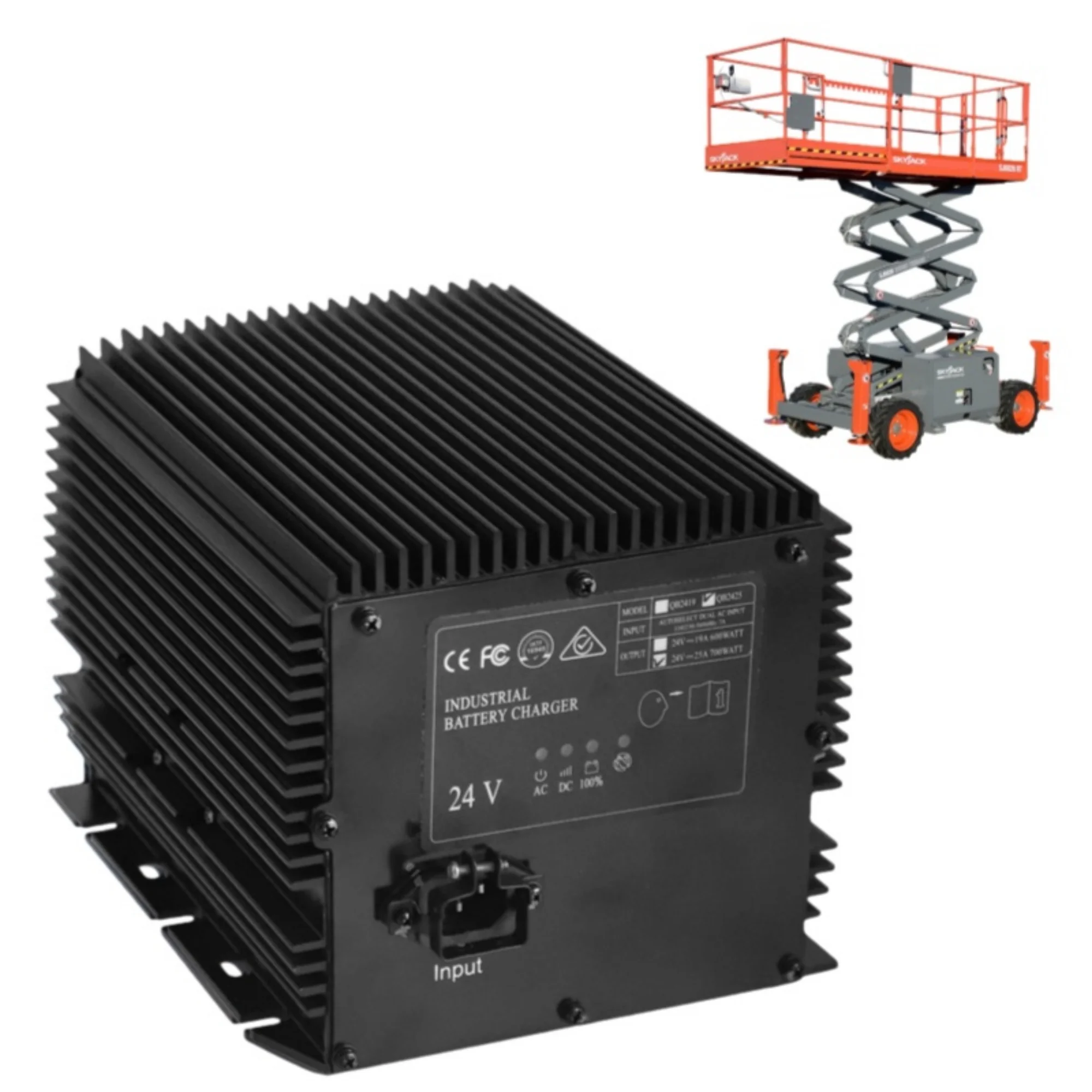 

Зарядное устройство для свинцово-кислотных аккумуляторов 24В 25А для подъемников JLG, Genie, Skyjack, ножничных подъемников HB600 24B 96211 105739 161827, водонепроницаемое, IP67