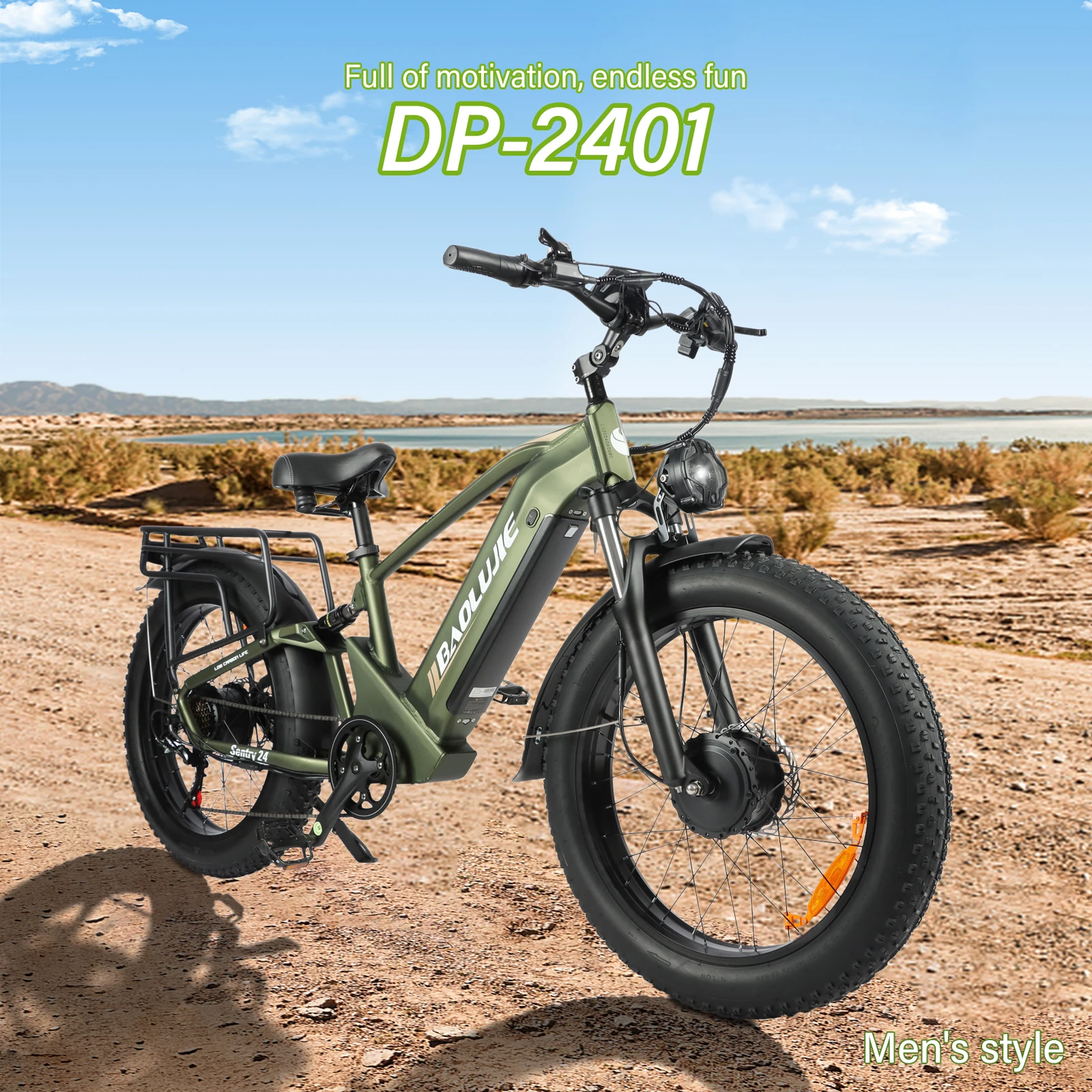 

BAOLUJIE DP-2401 Adult E-Bike 2000W Motor 48V20Ah Battery City Commuter Electric Bike 24 inch Tire All Terrain Electric Bicycle