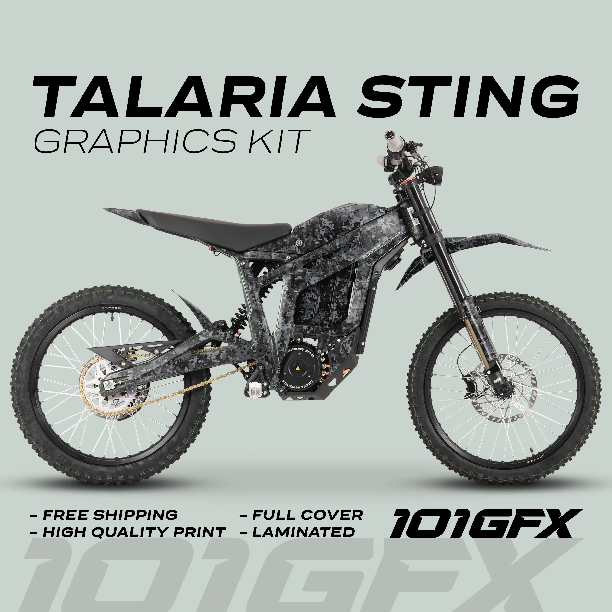 Graphics Kit SQUARE TEK GREY Decals Stickers Laminated Camo military digital urban wrap eBike Emoto For Talaria Sting MX3 MX4