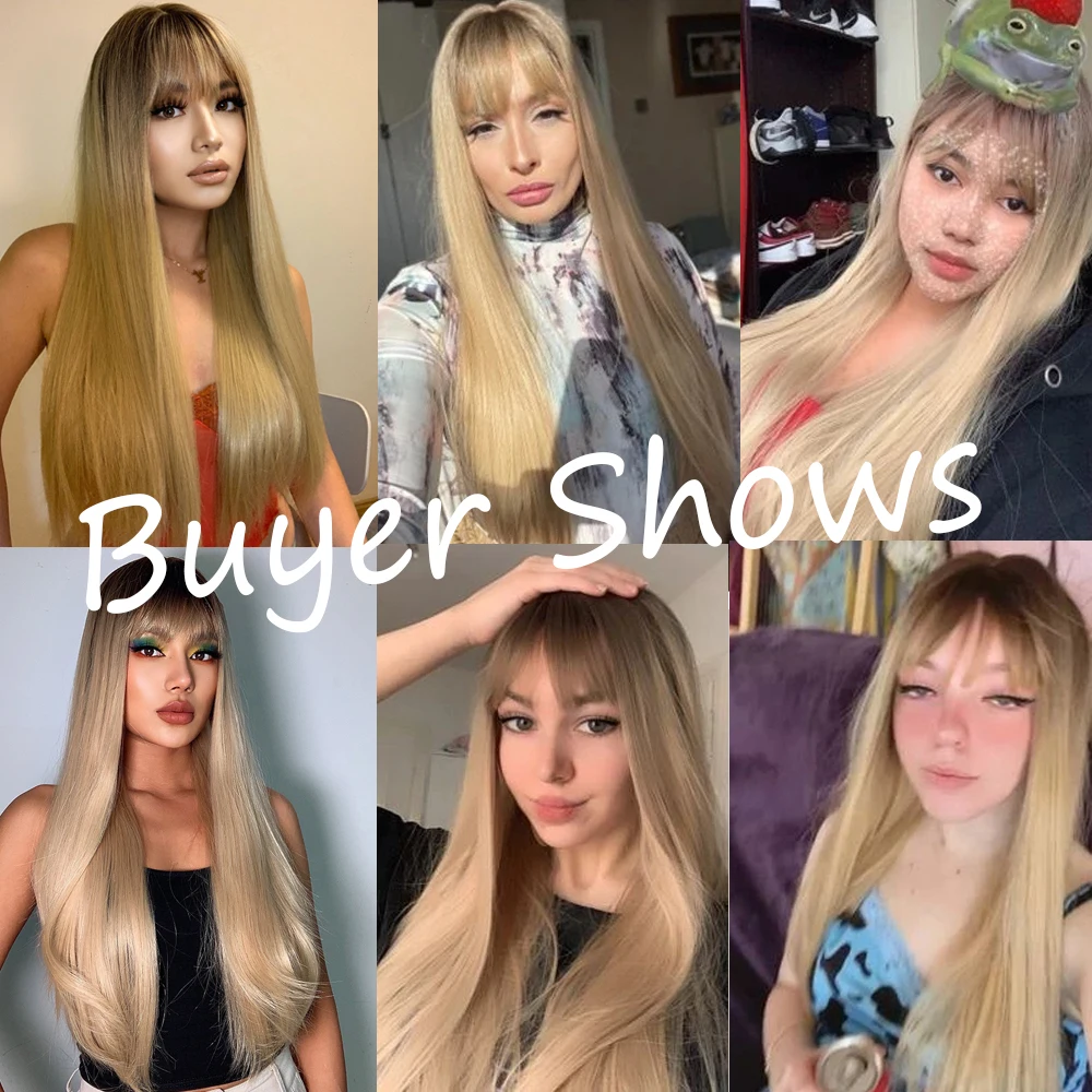 Light Blonde Synthetic Wigs Long Straight Brown Blonde Hair Wig for White Women Middle Part Cosplay Natural Hair Heat Resistant