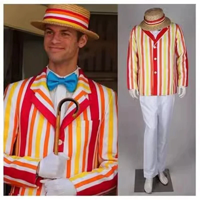 

Mary Cosplay Costume Poppins Halloween Bert Jacket Pants Shirt Suit Stage Performance Party Uniform