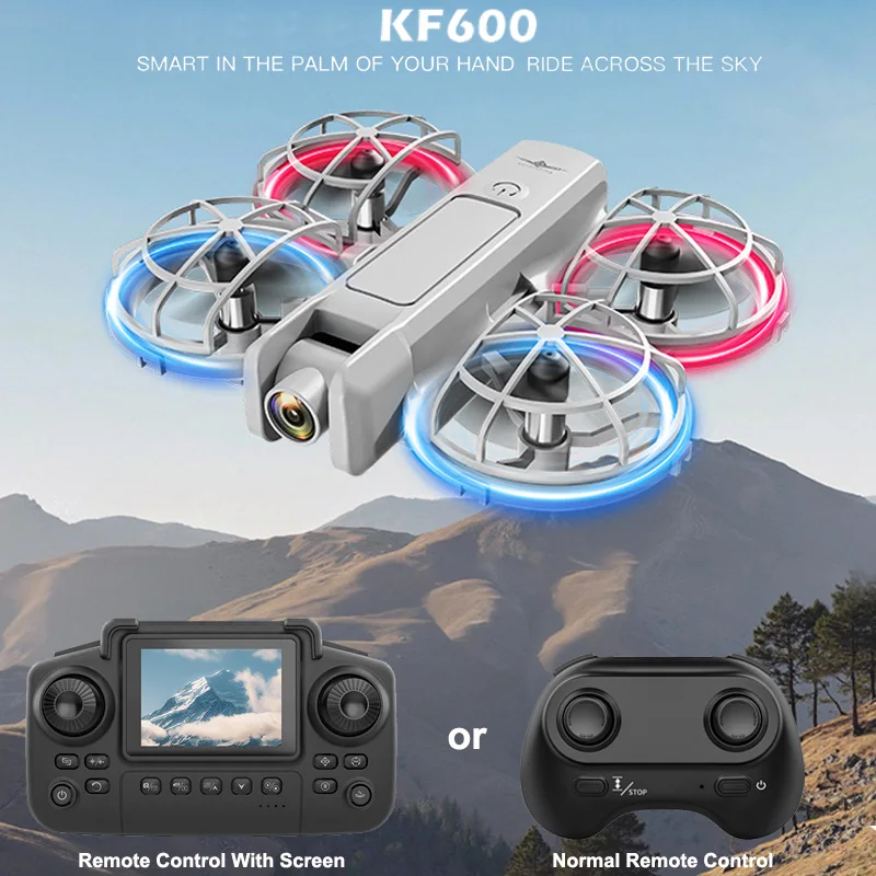

KF600 RC Mini Drone HD Camera Optical Flow Protective Cover & LED Lights Shockproof RC Quadcopter Helicopter For Kids Adults Toy