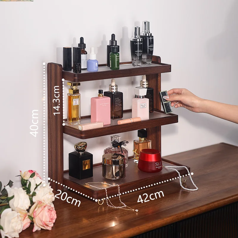 Wooden and Acrylic Multi-Layer Cup Holder, Coffee and Perfume Display Rack, Nordic Style Smart Stackable Storage Organizer