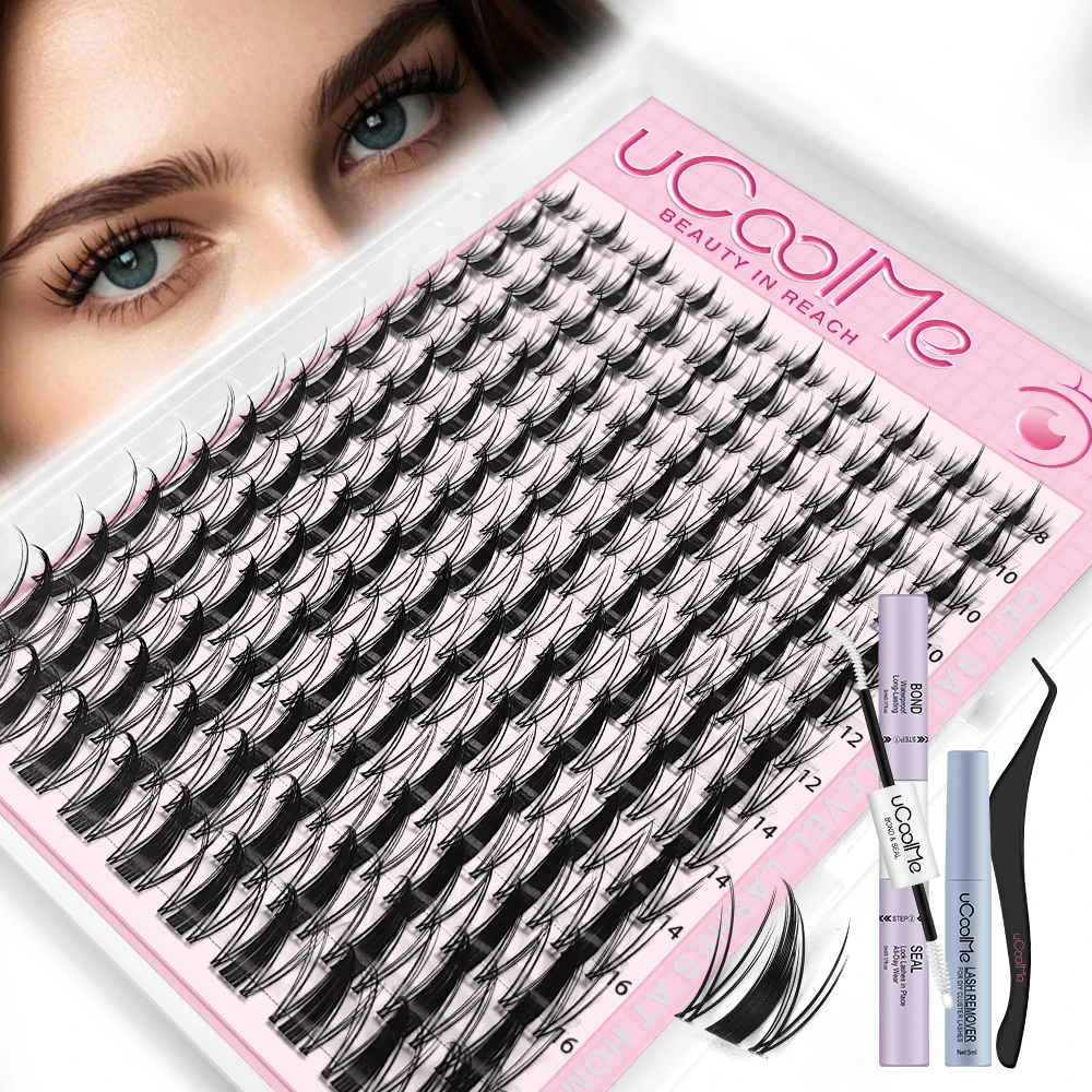 uCoolMe Lashes Fairy Manga Lash Cluster 140 Pcs Long-Lasting Waterproof DIY Beginner Friendly Natural Anime Eyelashes Extension