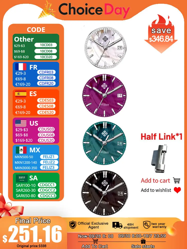 2024 New IX&DAO IPOSE Mother of Pearl Engineer Men Automatic Mechanical Watches PT5000 Sapphire Stainless Steel 10Bar Watch Men