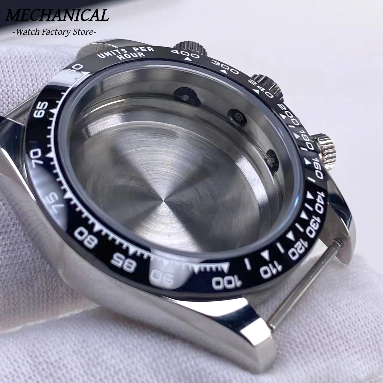 39 mm VK63 Uhrengehäuse mit Keramiklünette und Saphirglas, Edelstahl, Herrenuhr-Zubehör für VK63 Quarzwerk – Detail 9
