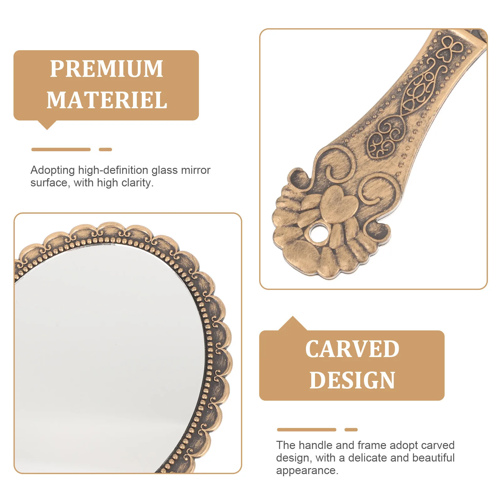 

2 Pcs Hand-held Mirror Retro Vanity Vintage Mirrors with Handle Small Makeup Ladies Handheld