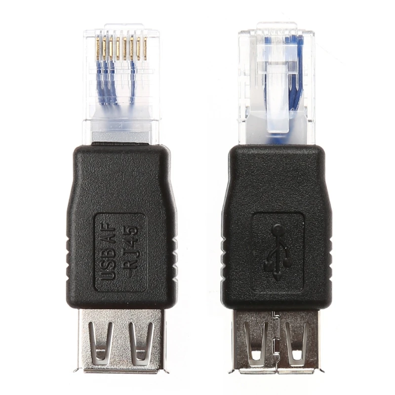 2Pcs USB Type A Female To Ethernet Internet RJ45 Male Connector Converter Adapte