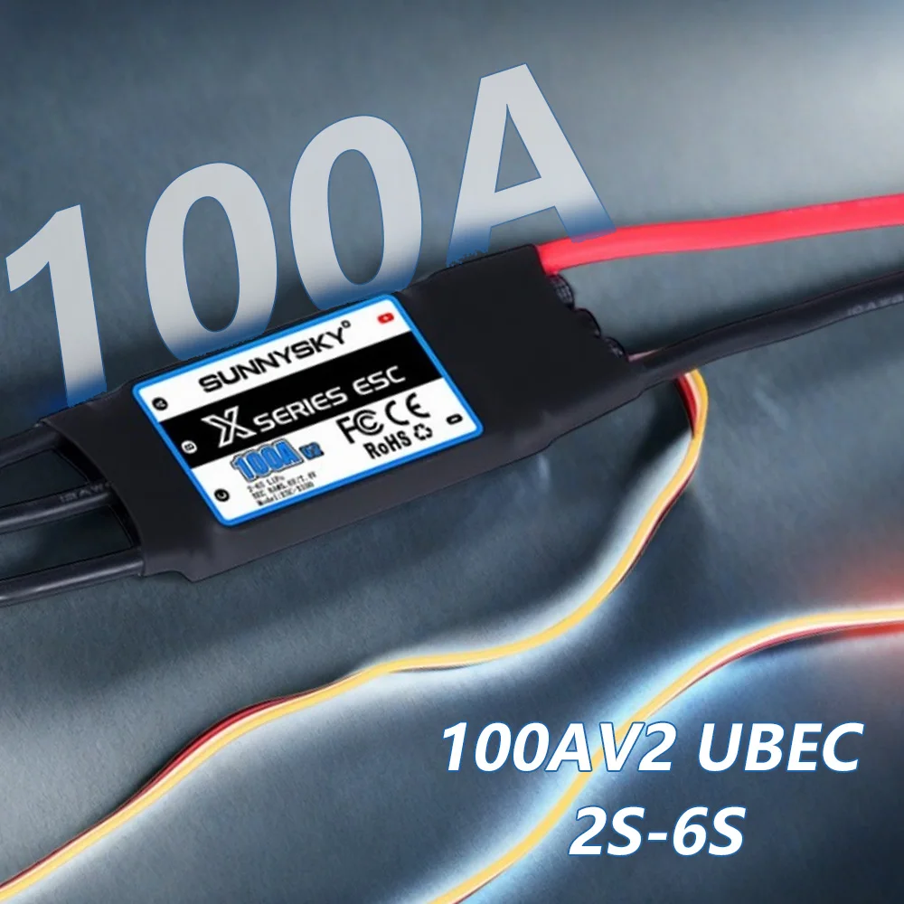 

SUNNYSKY X Series ESC 100A 2-6S Бесщеточный регулятор скорости с Ubec для радиоуправляемого самолета 3D KT Самолет с фиксированным крылом