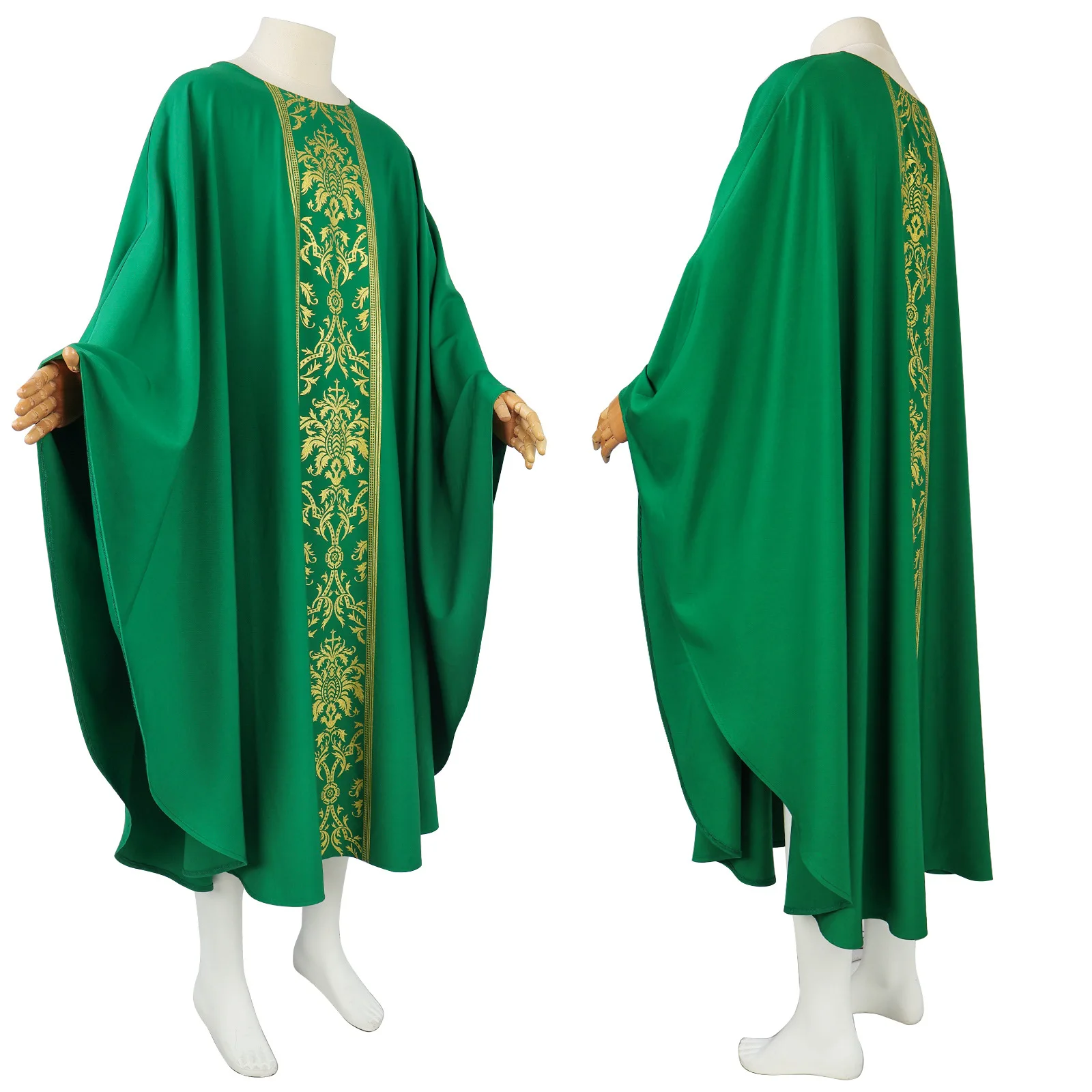 Adult Halloween cosplay Stage Performance Long Robe Bat Robe Unisex Retro Priest Prayer Cross God Robe