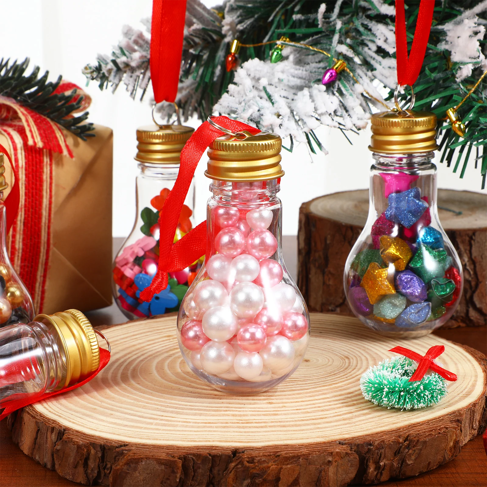 

25 Pcs Christmas Decoration Light Ball Fillable Balls Ornament Clear Bulb Baubles to Boozeball Ornaments Tree