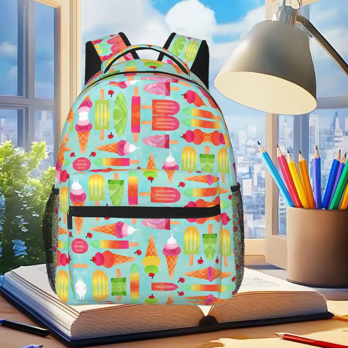 

Ice Creams Student Backpack School Bag Hiking Travel Daypack for Boys Girls Fashion Bookbag Shoulder Bags