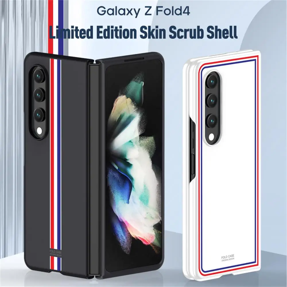 

Luxury Ultra Thin Classic Stripe Matte Case For Samsung Galaxy Z Fold 4 3 Fold4 Case Folding Shockproof Protection PC Back Cover