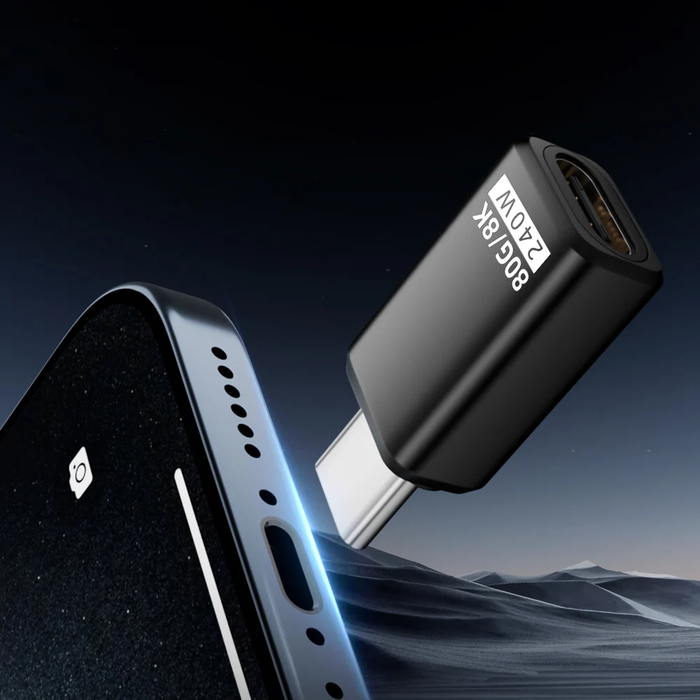USB4 V2 90 Degree Type C Angle Adapter 80Gbps Thunderbolt 5 4 3 Elbow Adapter 240W USB-C Cable Connector 40Gbps for MacBook Air image 4