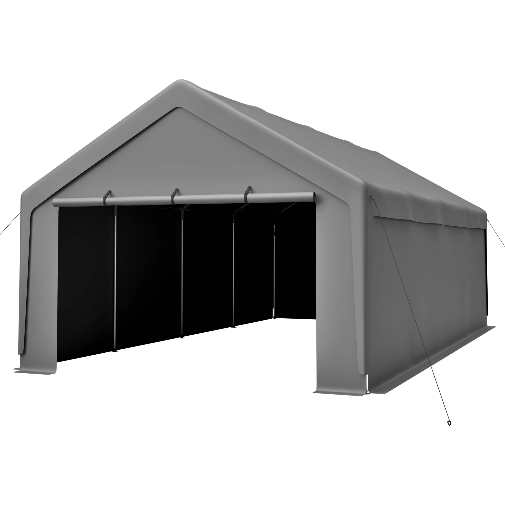 13*25FT Verzinkter Stahl-Carport, Tragbare Garagenüberdachung mit 160g PE-Abdeckung, Wind- und UV-Beständig für Fahrzeuge im Freien