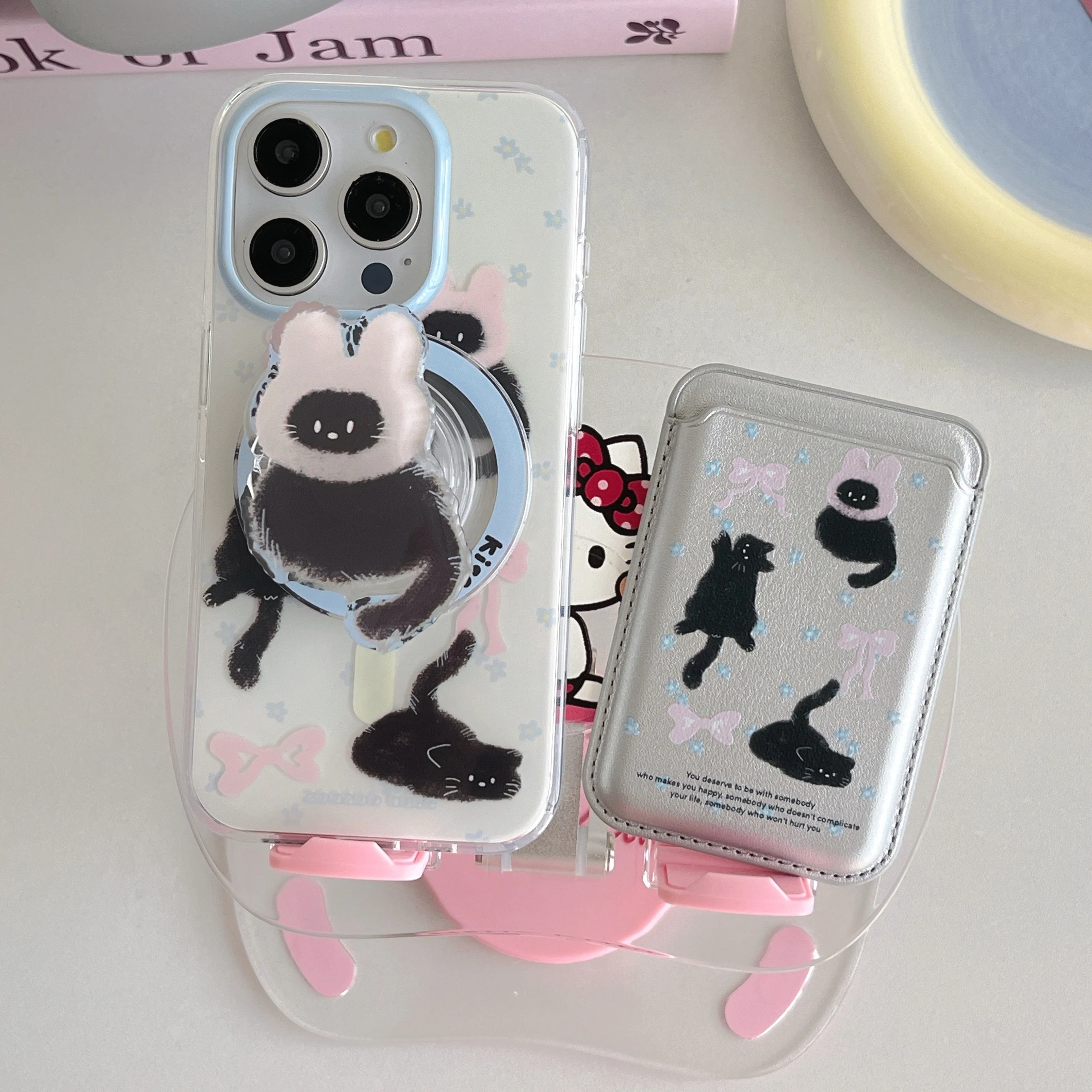 Niedliche kleine Katze magnetische Handyhülle für iPhone 16 16pro 15 15pro 15promax 14 14pro 14promax 13 13pro 13promax 12 12pro 12promax