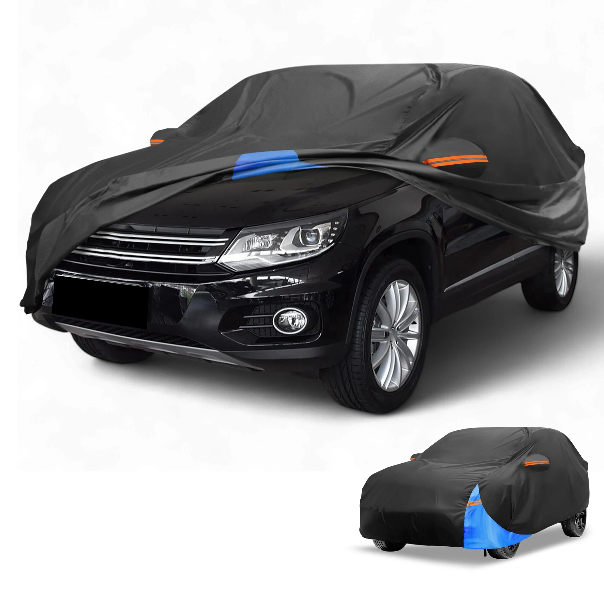 

Motoforti Car Cover Waterproof All Weather for VW Tiguan 2016-2021 Black Blue 210D-PU