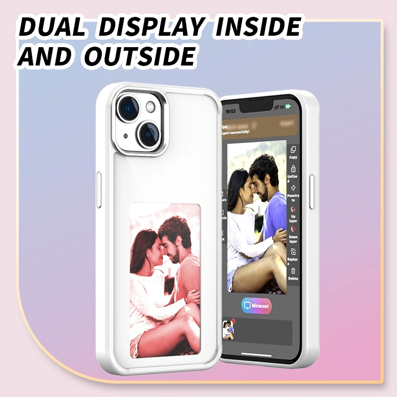 Casing ponsel pintar layar e-ink, casing fungsi NFC untuk Fundas iphone 13 15 14 Pro Max DIY