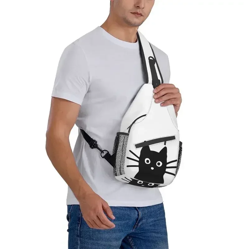 مخصص لطيف القط حقيبة حبال للرجال بارد الكتف Crossbody الصدر على ظهره السفر Daypack