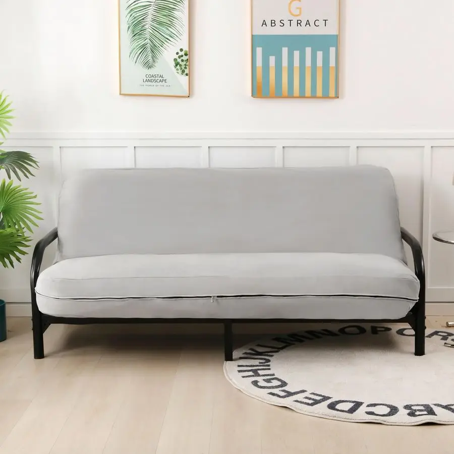 

Full Size 54x75x8 inch 3 Side Zipper Classic Soft Micro Suede Futon Cover Sofa Daybed Mattress Slipcover WaterproofSilver, Full