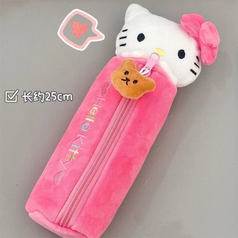 Sanrio Cinnamoroll Plush Pencil Case Back To School Anime Character Hello Kitty Kawaii Student Stationery Storage Bag Gift