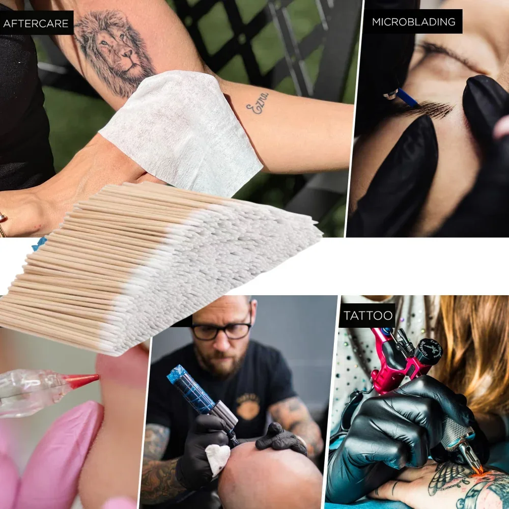 50/100/200/300/500/1000 pièces maquillage jetable en bois Micro bourgeon écouvillons non pelucheux Extension de cils colle outils d'élimination Mini brosse