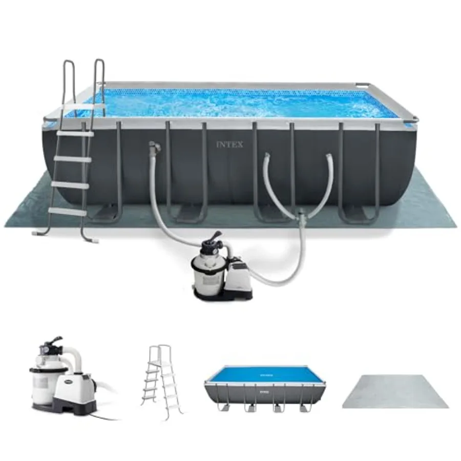 

26355EH Ultra XTR 18ft x 9ft x 52in Above Ground Swimming Pool Set with Sand Filter Pump and Solar Pool Cover