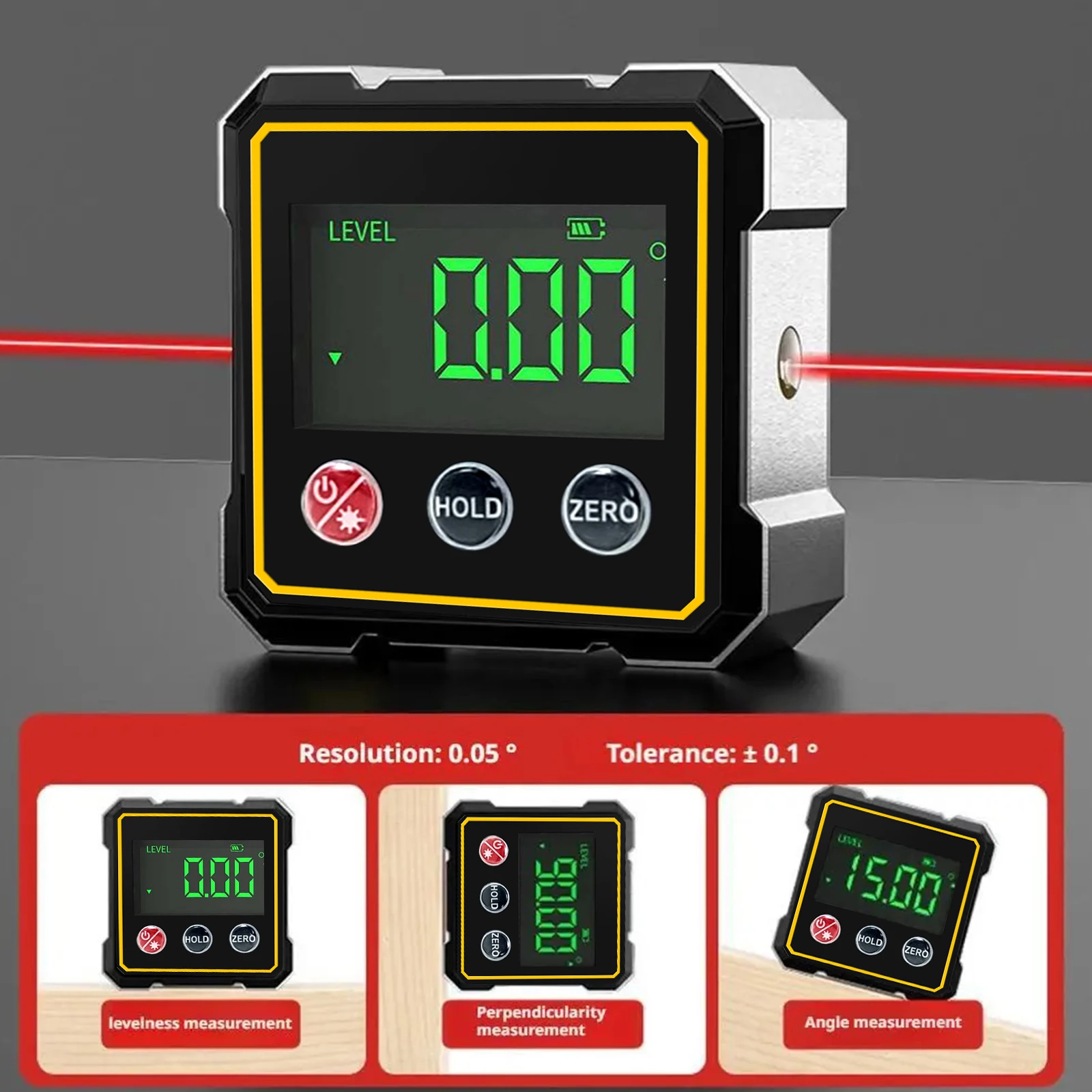 

Цифровой измеритель угла наклона с USB-зарядкой, LED-экраном и функцией измерения угла, инструмент для деревообработки