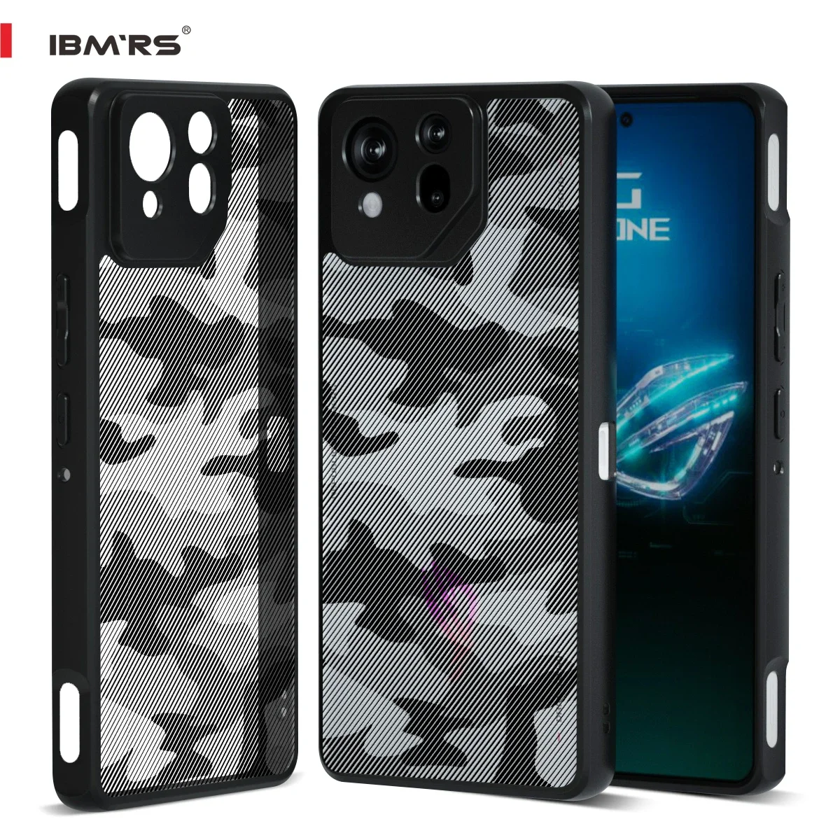 IBMRS for Asus ROG Phone 8 Case,PC+TPU Camouflage Transparent Hard Back Duty Shockproof Advanced  Slim Cover