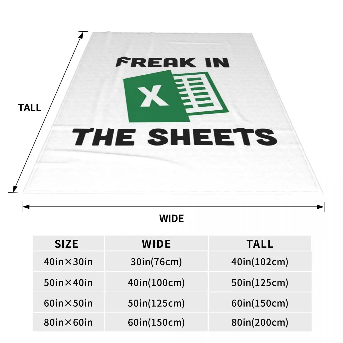 Freak In The Sheets Funny Spreadsheet Excel Blankets Soft Warm Flannel Throw Blanket Plush for Bed Travel Home Couch