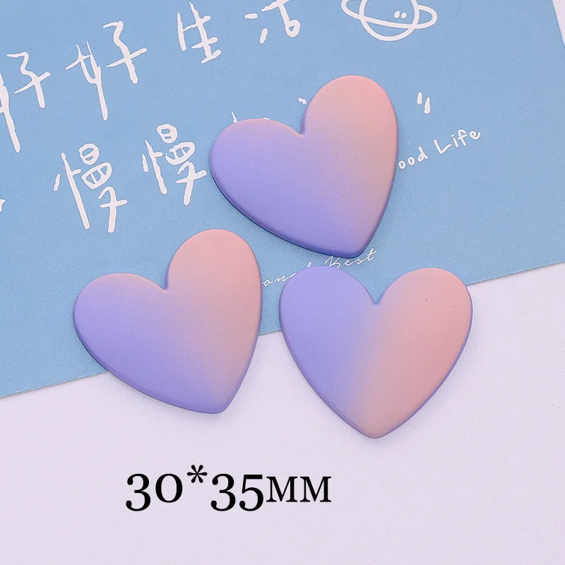 Kawaii Gradiente Cor Resina Flat Back Cabochão, Scrapbook, Acessórios Headwear, Artesanato DIY, Coração de Pêssego, 100Pcs