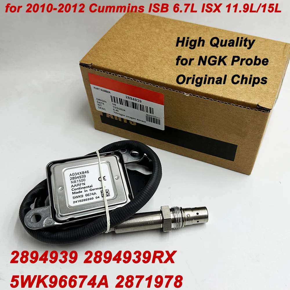 with C-ummins Box 2894939 5WK96674A 2894939RX 2871978 N-GK Probe Nitrogen Oxide Sensor for 2010-2012 Cummins ISB 6.7L ISX 11.9L