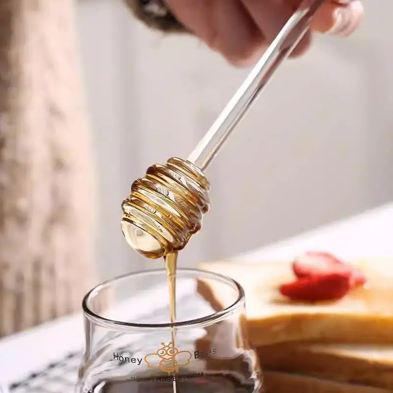 100pcs a lot 15cm Clear Glass Stirrer Stirrers Honey Dipper Spoon Stick for Honey Jar Collect And Dispense Tool Tools