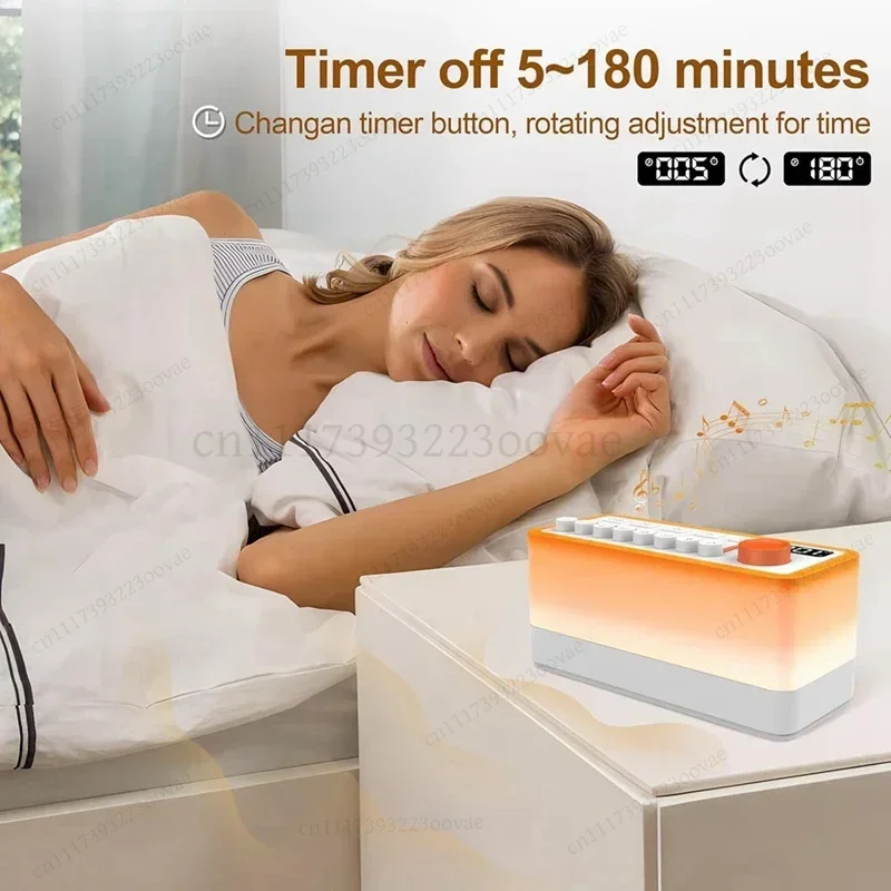LK_ Noise Sleep Sound Machine, Portable Bluetooth Speaker with 8 Nature Sounds, 12 Colors Night Light for Baby & Adult Relax