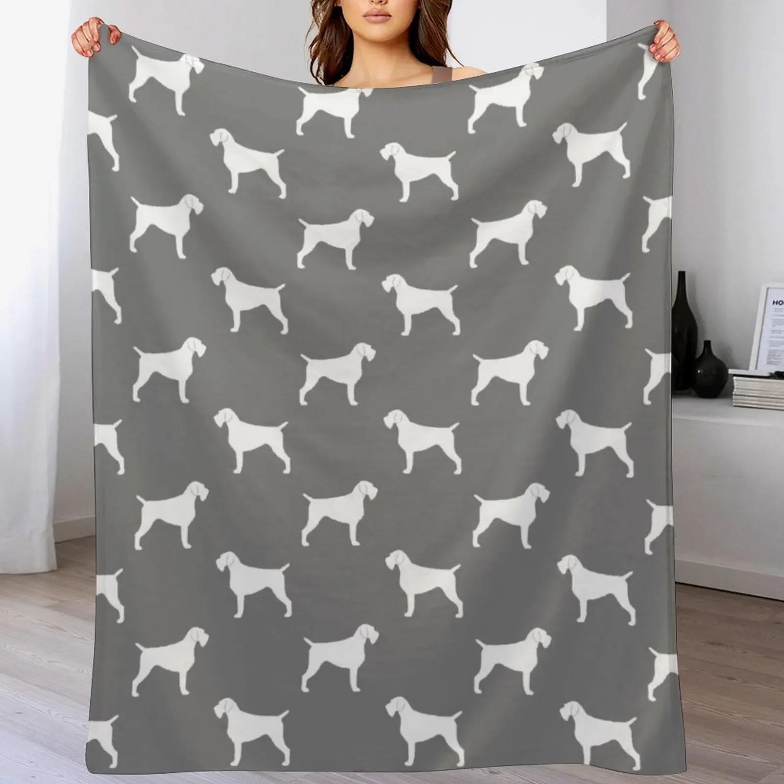 German Wirehaired Pointer Silhouette(s) Throw Blanket Soft Comfort Blanket for Reading Watching TV