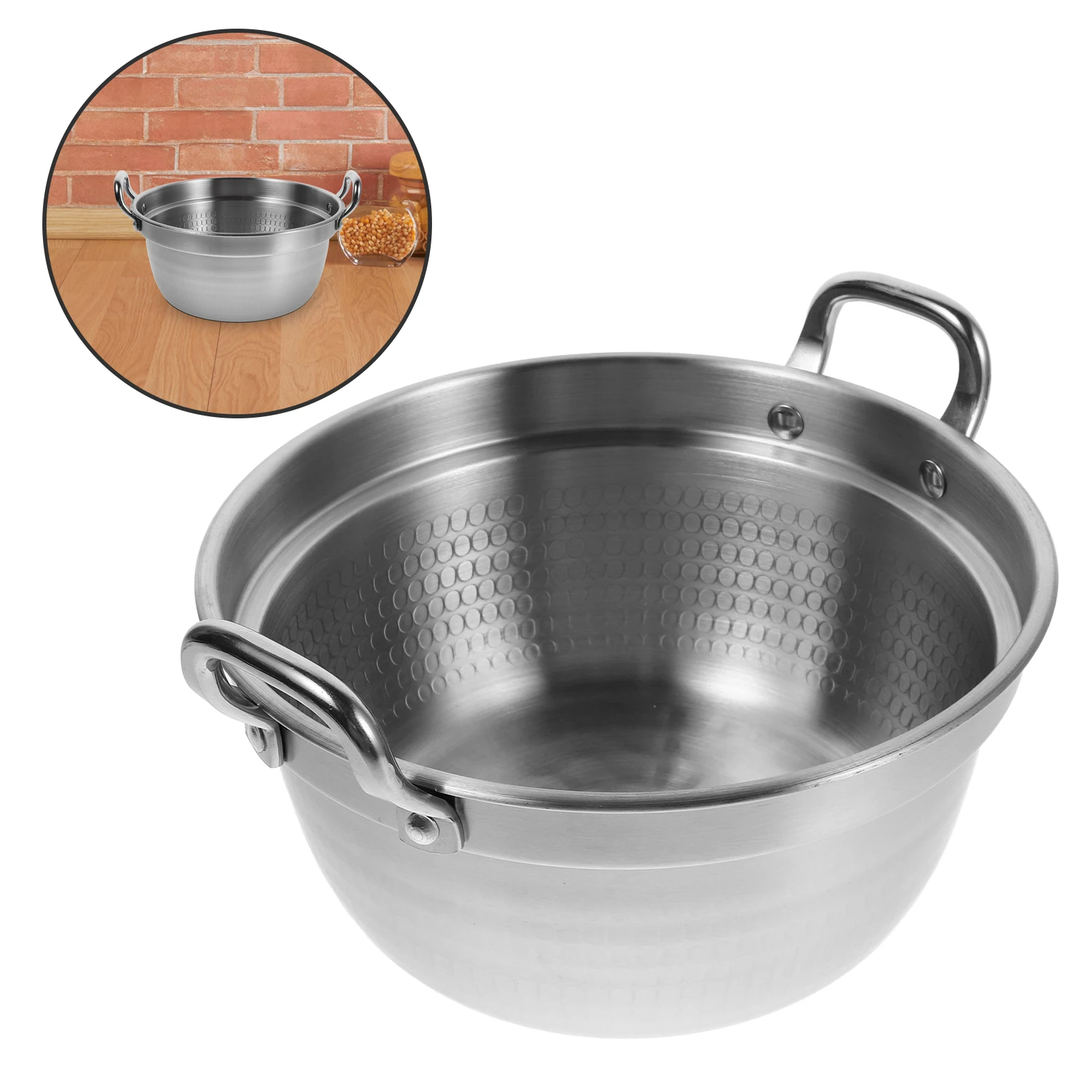 

Stainless Steel Ramen Pot 19Cm Double Handle Korean Pot Fast Heating For Camping Outdoor Multi-Functional Cookware