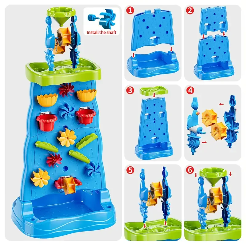 Children's Waterfall Play Table Sand Platform Indoor Outdoor Multi-functional Beach Toy Beach Play Gift with Water Curtain