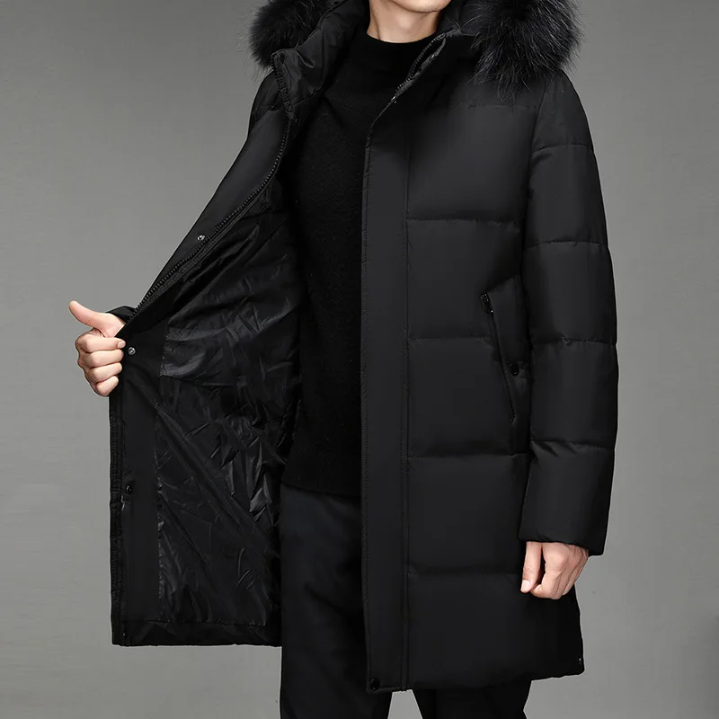 Long Section Dad Wear Down Jacket Winter Warm Jacket Korean Thickened Down Jacket Outside Wear Men Clothing