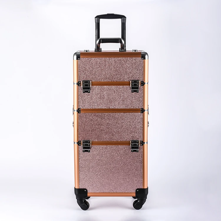 Wholesale portable aluminum travel partible makeup suitcase for girls