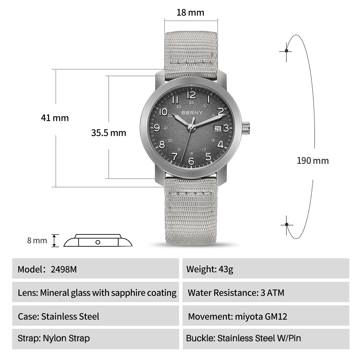 BERNY Women's Watches Luminous Fashion Casual Small Dail Ladies Quartz Watch Lightweight Calendar Easy Read Sport Wristwatch