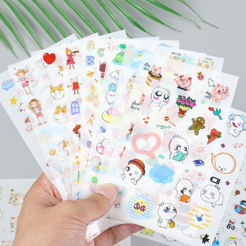 

6 Sheets/Set Korean Version Cartoon Transparent PVC Stickers Cute Animal Kawaii Self Adhesive Kids DIY Scrapbooking Sticker