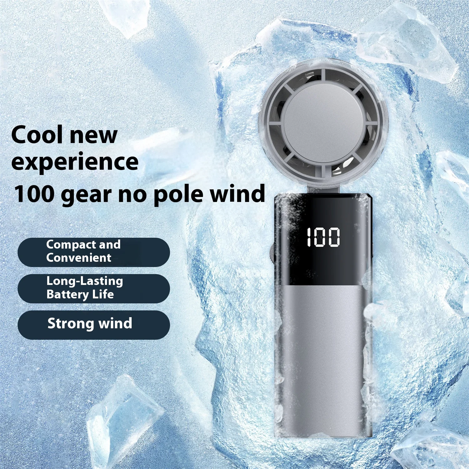 

Handheld high-speed mini fan USB outdoor portable digital display roller infinitely variable speed violent small fan