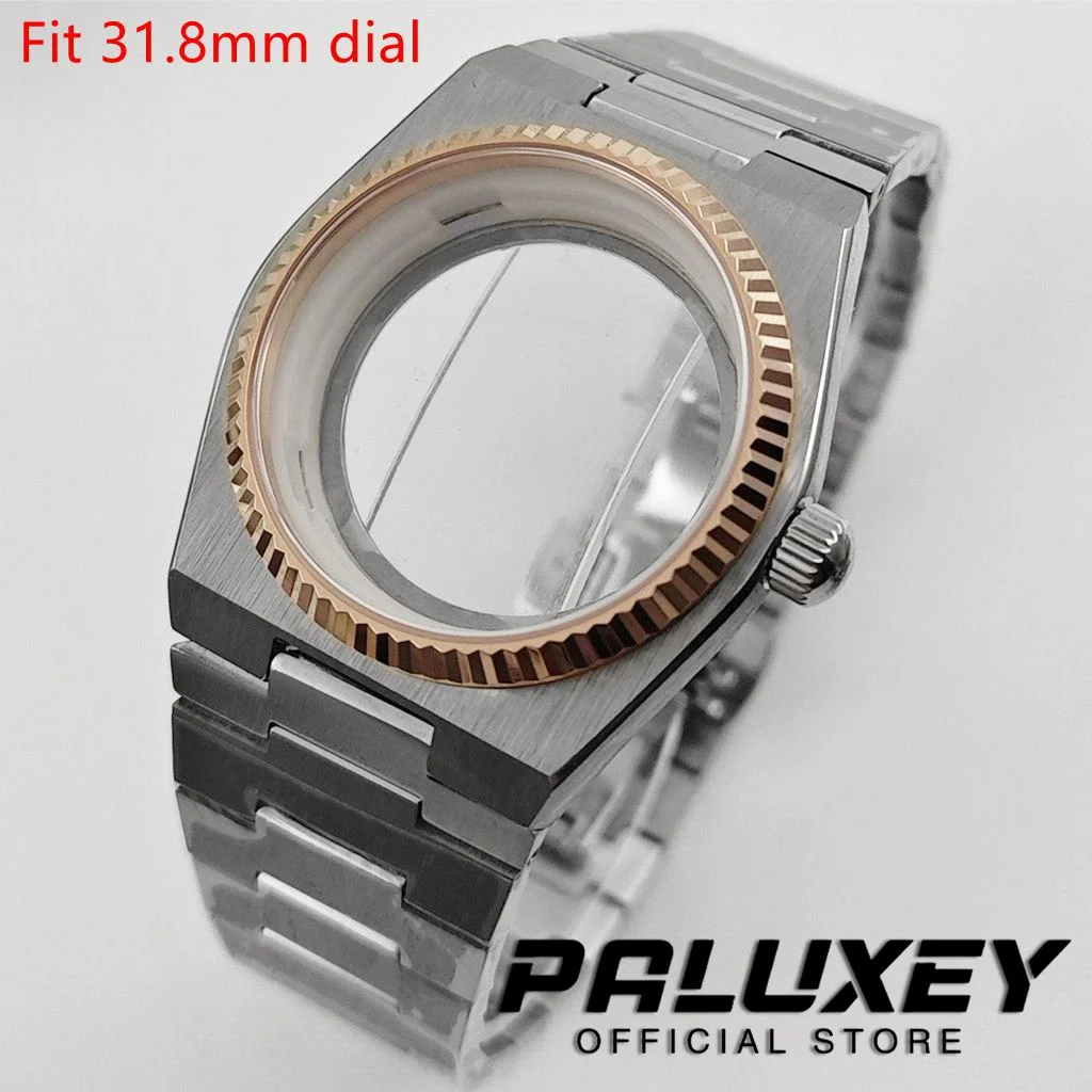 PRX NH35 40MM met zilveren ring saffierkristal gecanneleerde bezel horlogekasten onderdelen voor PRX Super Player NH34 NH35 NH36 NH38 beweging