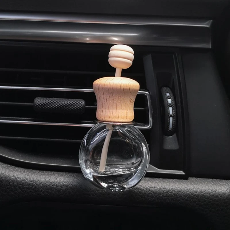 1pc Air Freshener Car Perfume Clip Fragrance Empty Glass Bottle For Essential