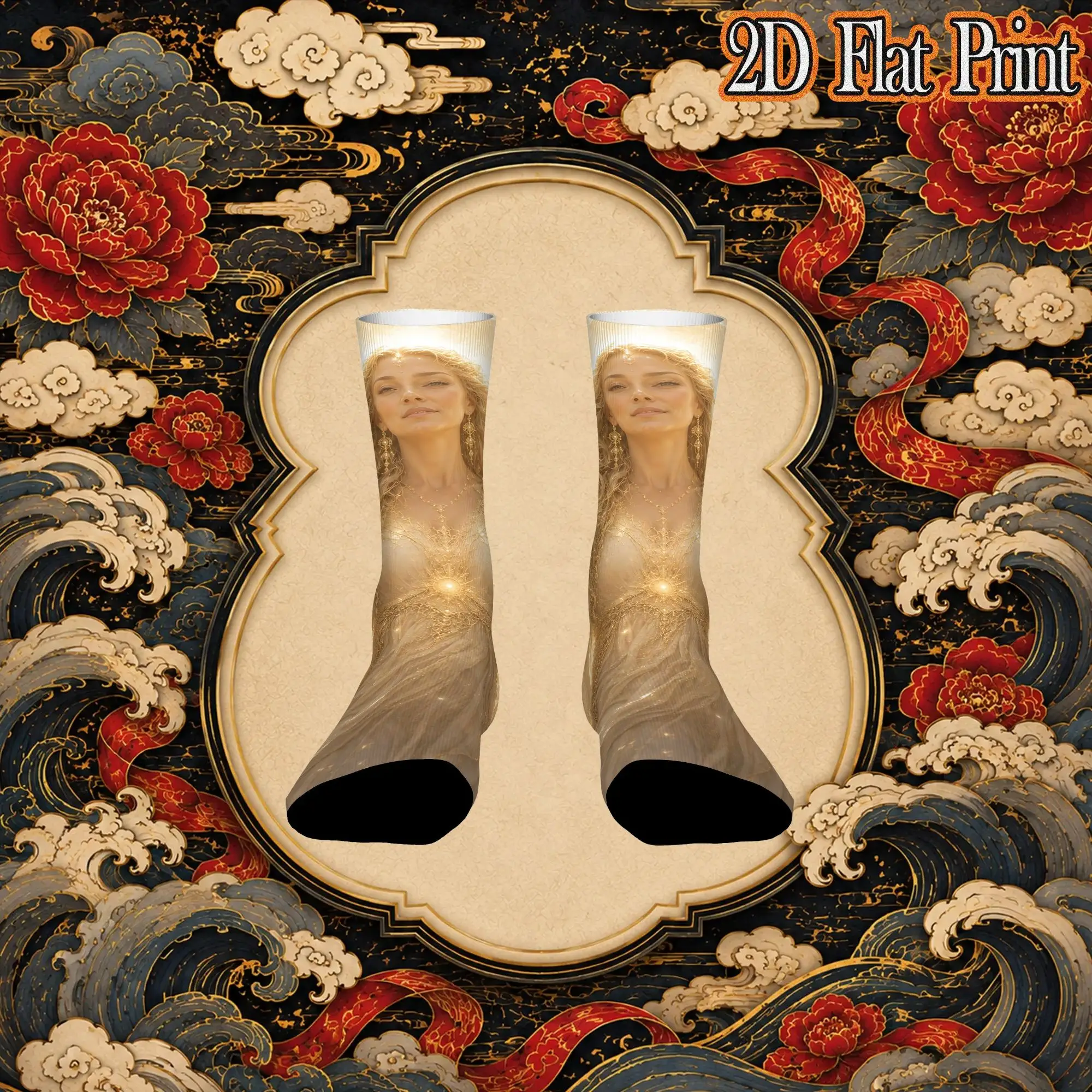 Divine Angelic Lady Pattern Vintage Primal Hunter Street Style Novelty Pattern compression Creative Sock Sports Socks