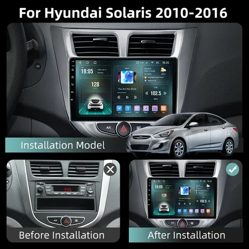 Imagen 2 del producto Srnubi Android 13 Carplay Radio de coche para Hyundai Solaris Verna Accent 1 2010 - 2016 reproductor Multimedia 2 Din GPS 4G DVD unidad principal