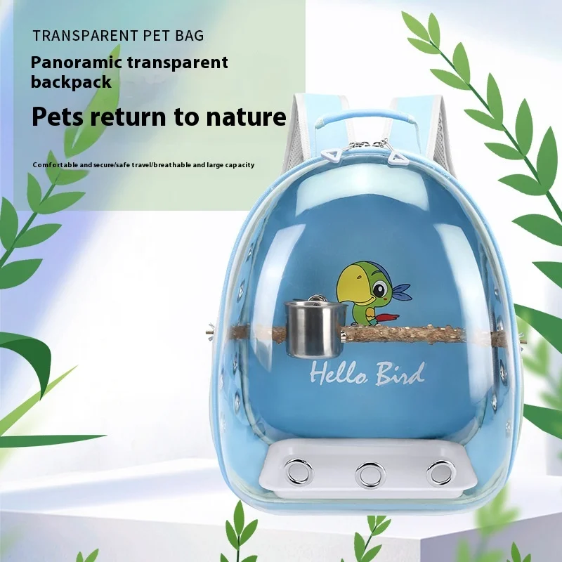 

Bird Travel Backpack - Transparent Carrier with Heating Pad, Escape-Proof Lock & Air Vents for Parrots, Portable for Outdoors