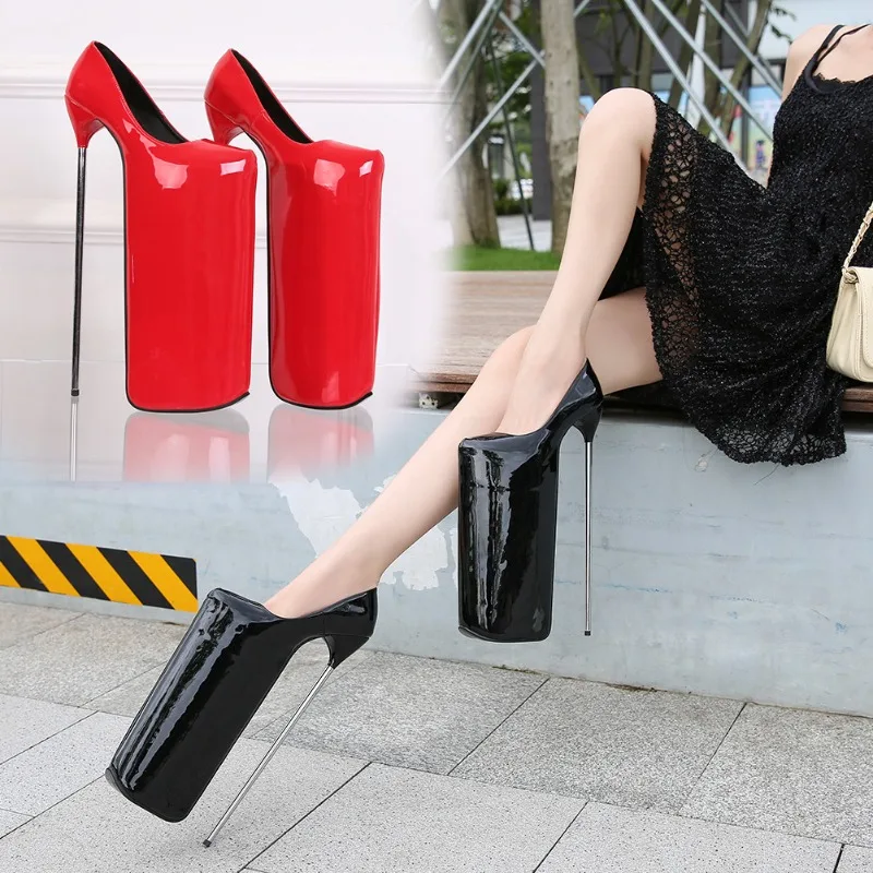 

New Detachable Wristband Pumps Ultra High 30cm Single Shoes Fashion Two Wears Round Toe PU Women's Shoes Nightclub High Heels