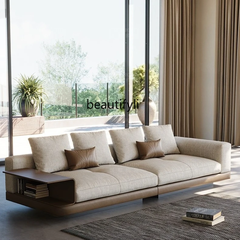 

Cotton and linen fabric sofa, modern high-end simple villa living room corner sofa